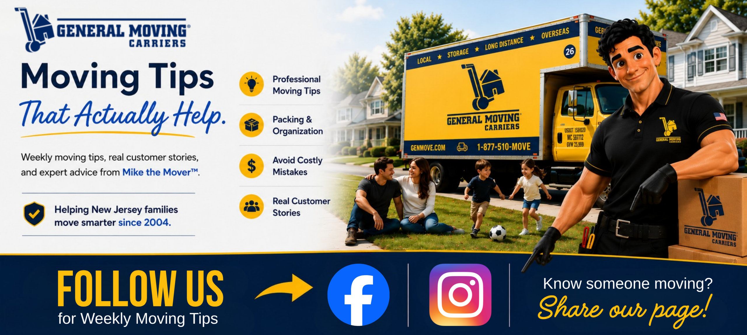 General Moving Carriers moving tips, packing advice, customer stories, and social media community for New Jersey families.